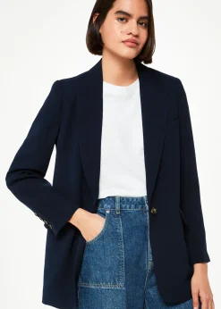 Navy Crepe Boyfriend Blazer