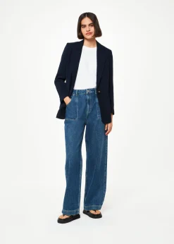 Navy Crepe Boyfriend Blazer