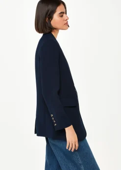 Navy Crepe Boyfriend Blazer