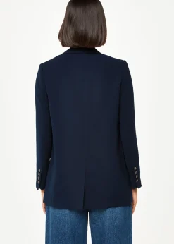 Navy Crepe Boyfriend Blazer