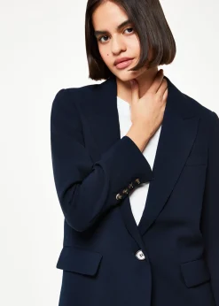 Navy Crepe Boyfriend Blazer