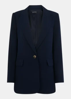 Navy Crepe Boyfriend Blazer