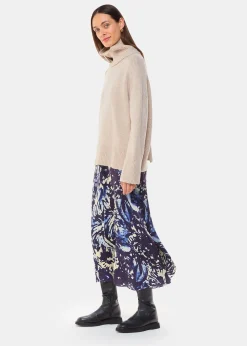 Navy Dazzled Floral Satin Dress