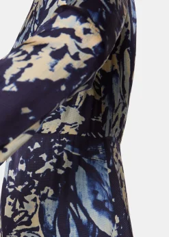 Navy Dazzled Floral Satin Dress