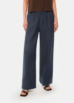 Navy Elasticated Linen Trouser