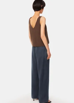 Navy Elasticated Linen Trouser