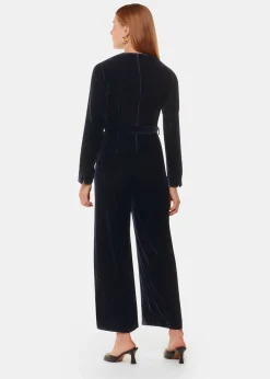 Navy Elora Velvet Jumpsuit