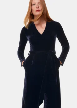 Navy Elora Velvet Jumpsuit