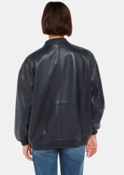 Navy Erin Leather Bomber