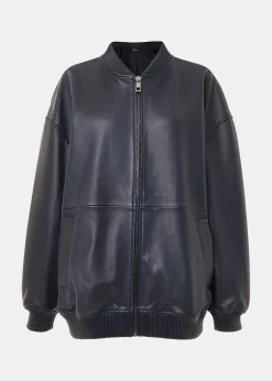 Navy Erin Leather Bomber
