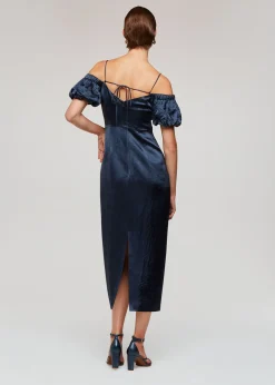 Navy Faye Bardot Dress