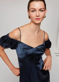 Navy Faye Bardot Dress