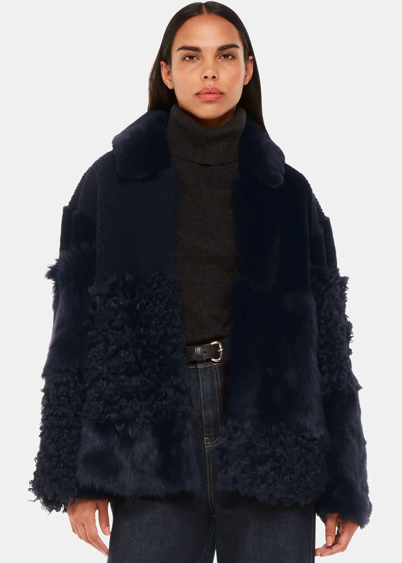 Navy Hema Shearling Coat