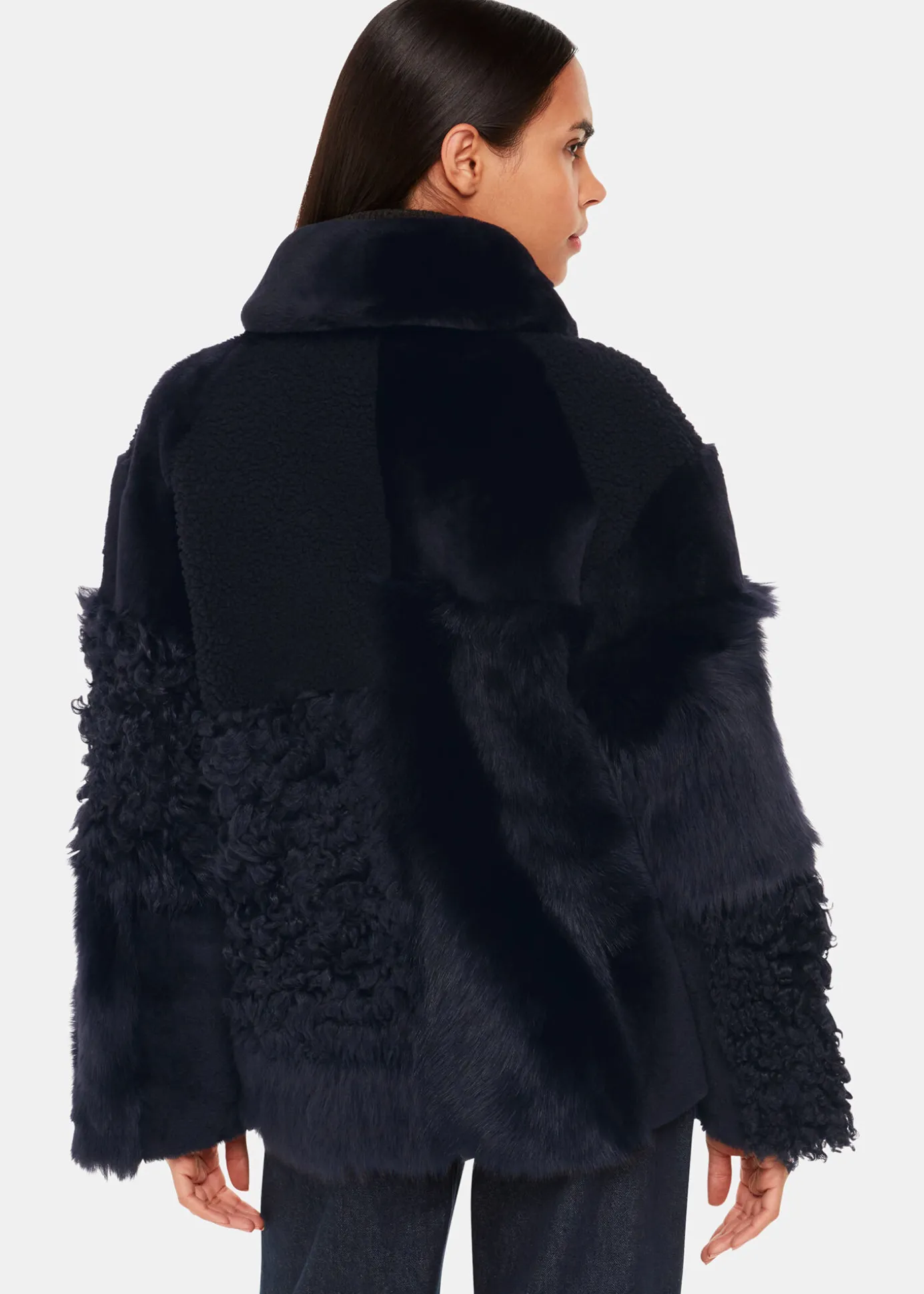 Navy Hema Shearling Coat