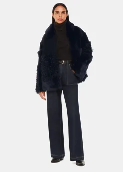 Navy Hema Shearling Coat