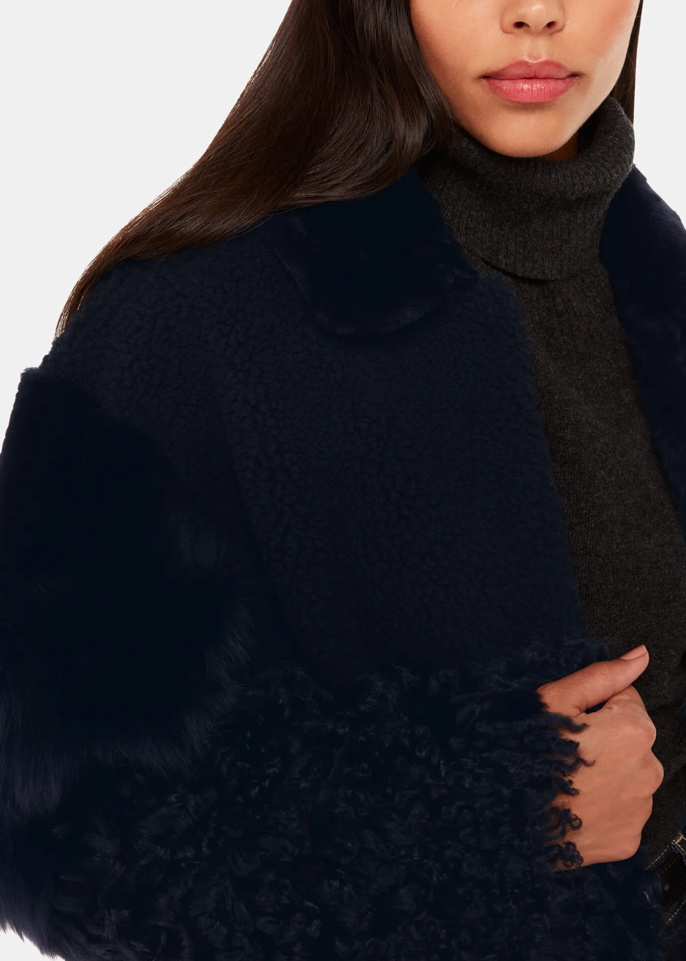 Navy Hema Shearling Coat