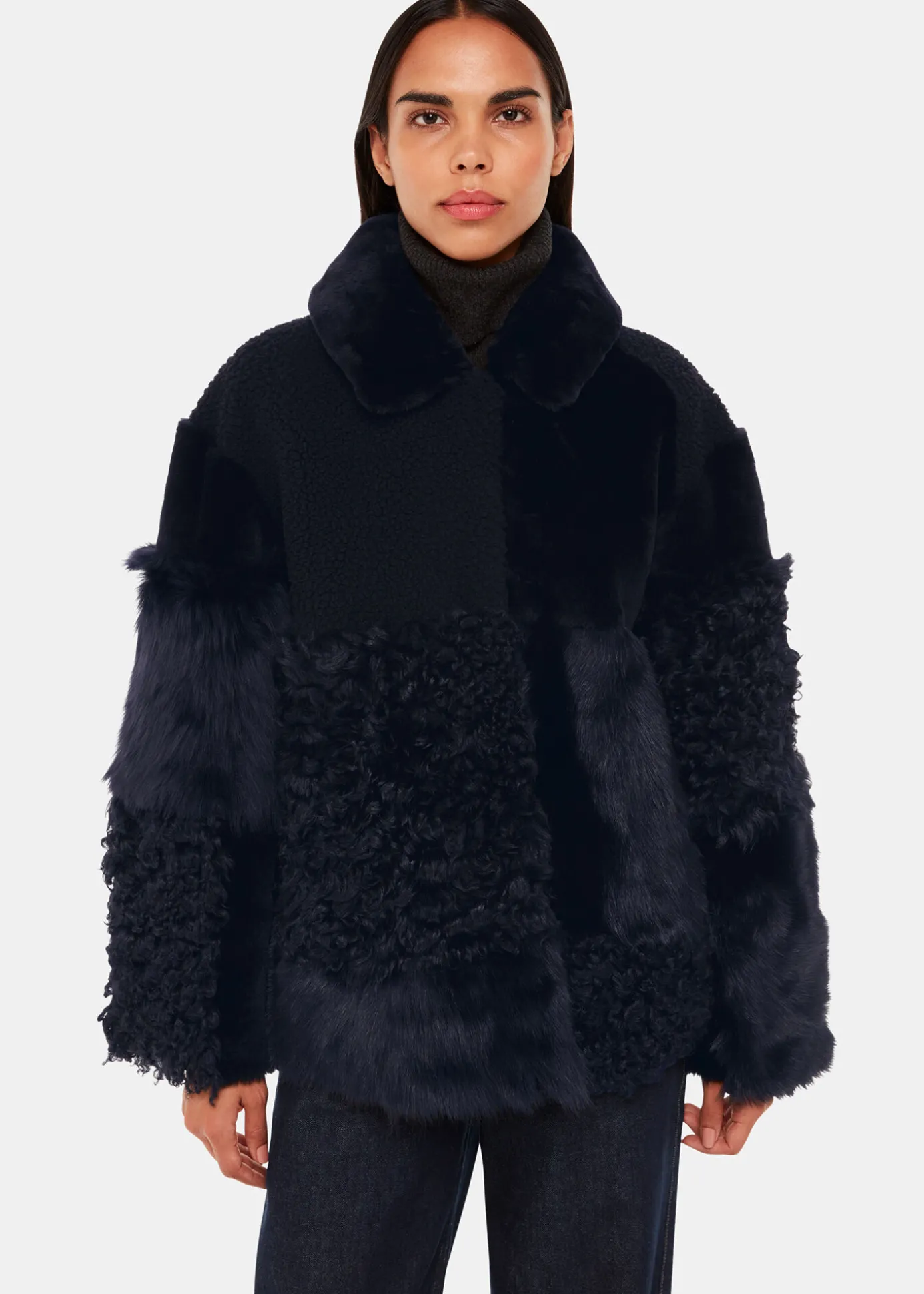 Navy Hema Shearling Coat