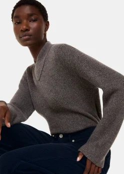 Navy High Waist Cord Barrel Jean