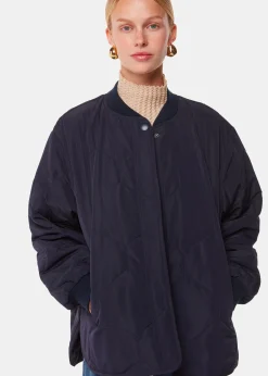 Navy Ida Short Quilted Coat