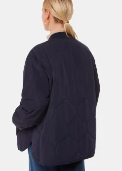Navy Ida Short Quilted Coat