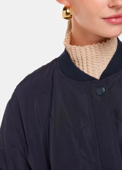 Navy Ida Short Quilted Coat
