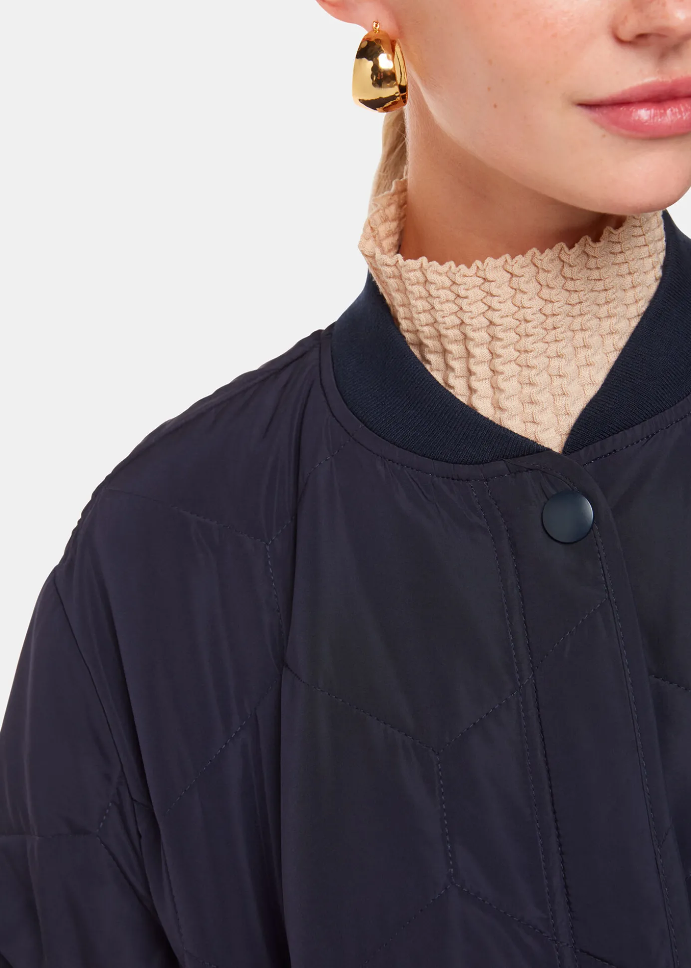 Navy Ida Short Quilted Coat