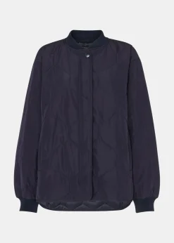 Navy Ida Short Quilted Coat