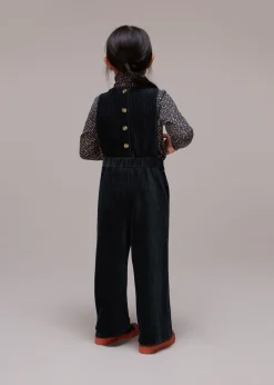 Navy Kitty Corduroy Dungaree