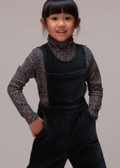 Navy Kitty Corduroy Dungaree