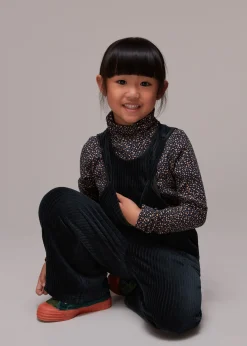 Navy Kitty Corduroy Dungaree