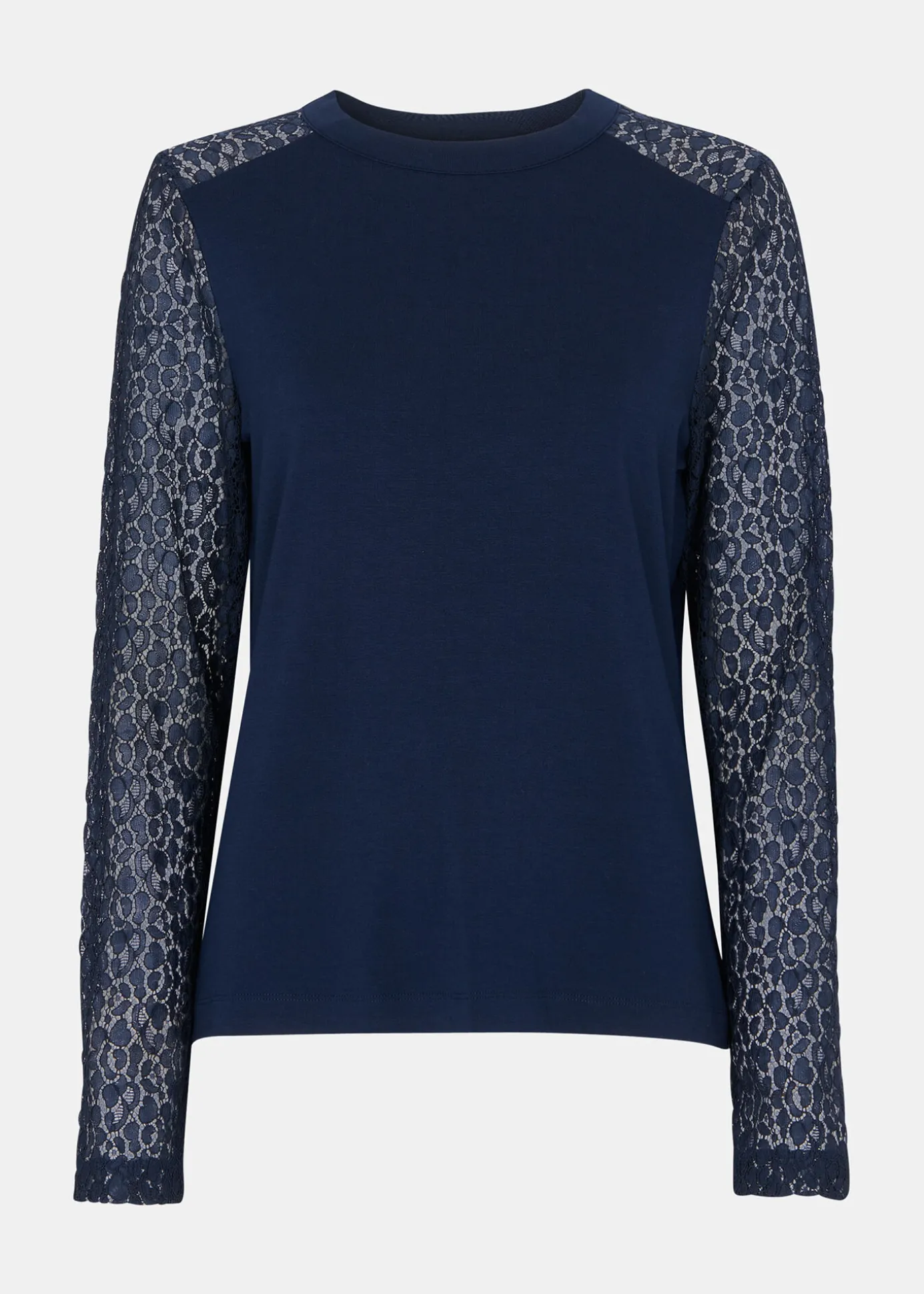 Navy Lace Sleeve Detail Top