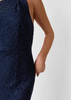 Navy Lace Tie Back Maxi Dress