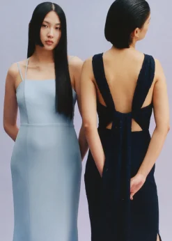 Navy Lace Tie Back Maxi Dress