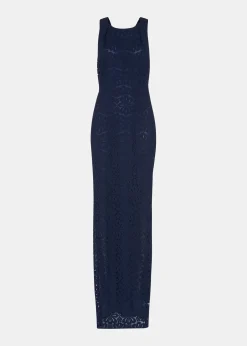 Navy Lace Tie Back Maxi Dress