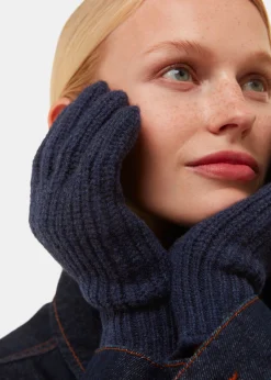 Navy Lambswool Gloves