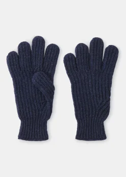 Navy Lambswool Gloves
