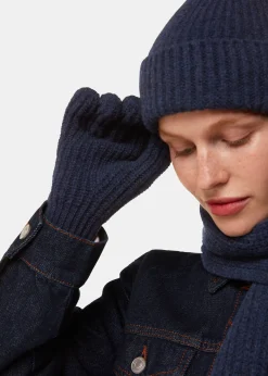 Navy Lambswool Gloves