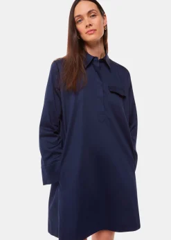 Navy Lara Cotton Shirt Dress