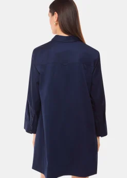 Navy Lara Cotton Shirt Dress