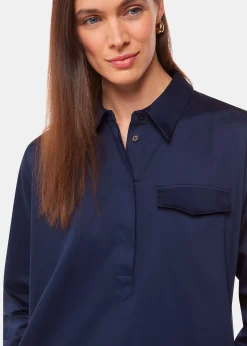 Navy Lara Cotton Shirt Dress