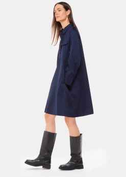 Navy Lara Cotton Shirt Dress