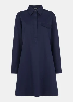Navy Lara Cotton Shirt Dress