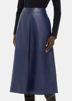 Navy Leather Circle Skirt