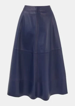 Navy Leather Circle Skirt