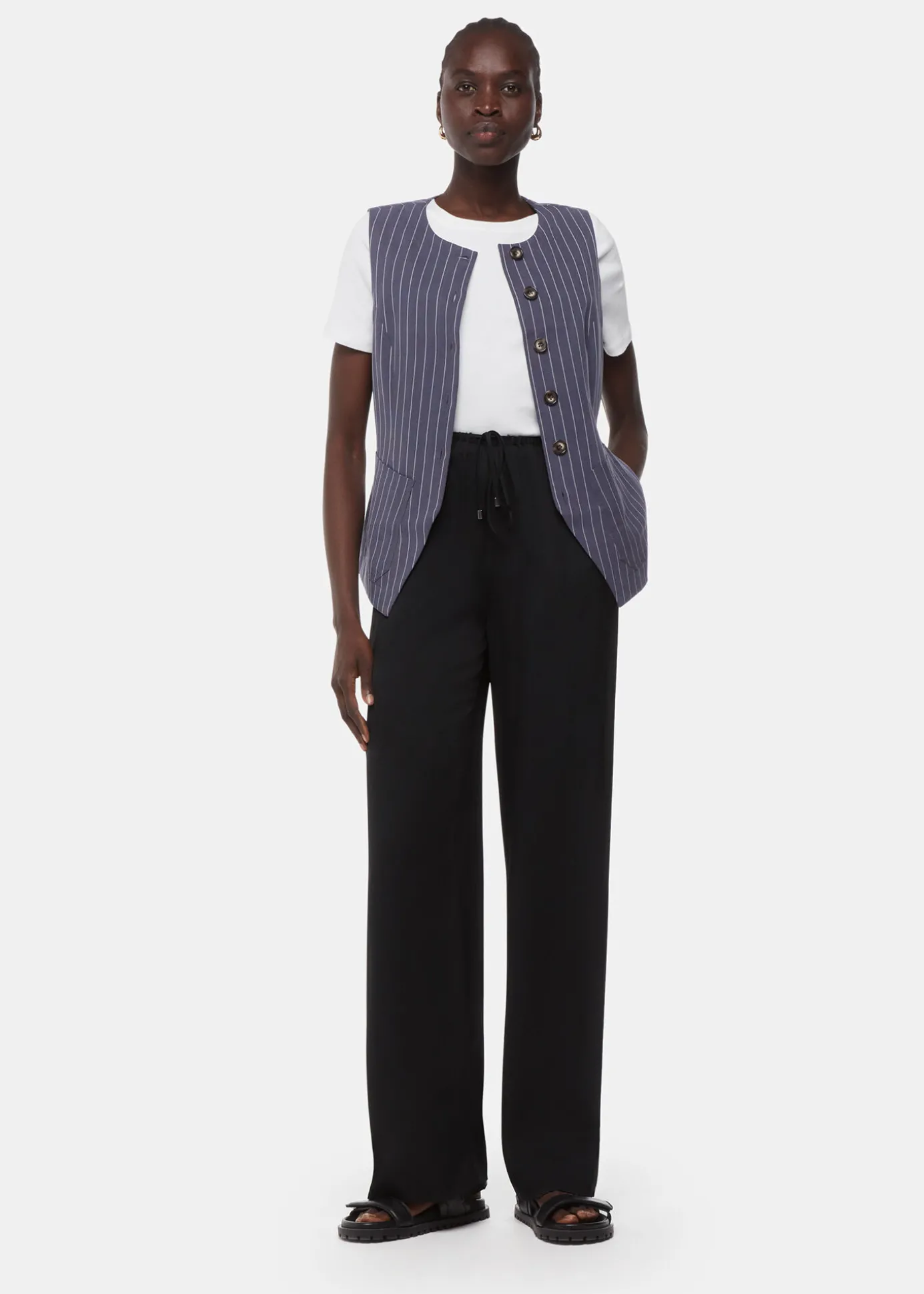 Navy Lottie Pinstripe Waistcoat