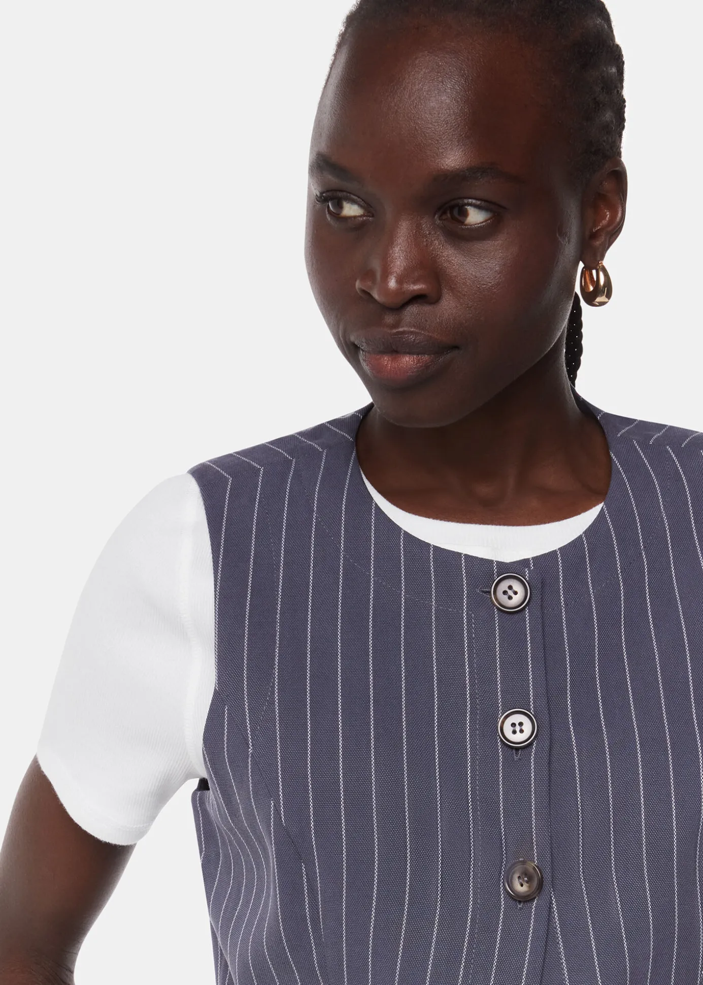 Navy Lottie Pinstripe Waistcoat