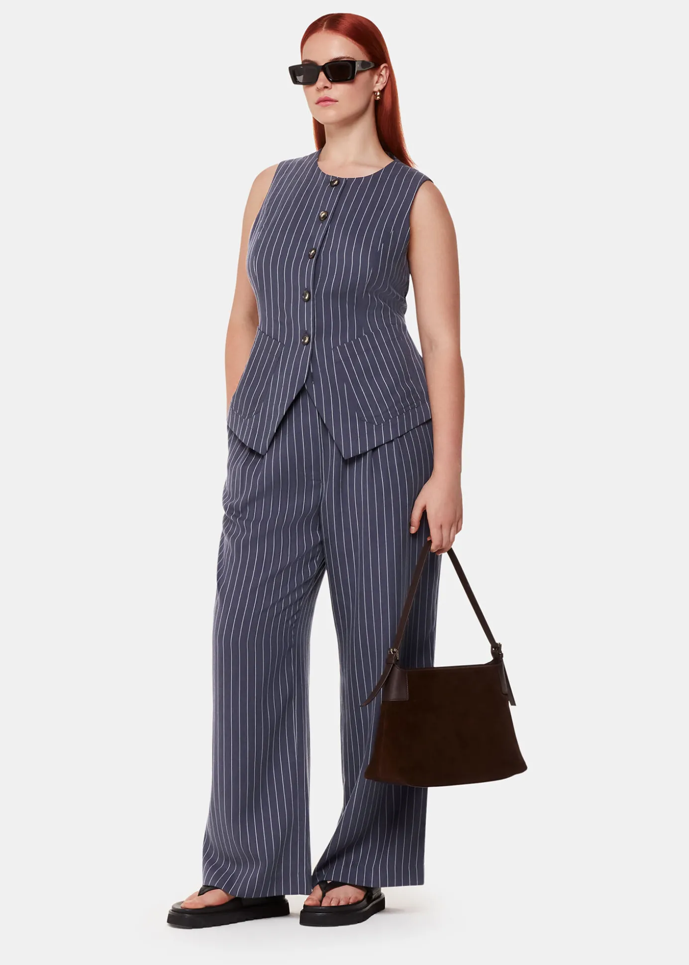Navy Lottie Pinstripe Waistcoat