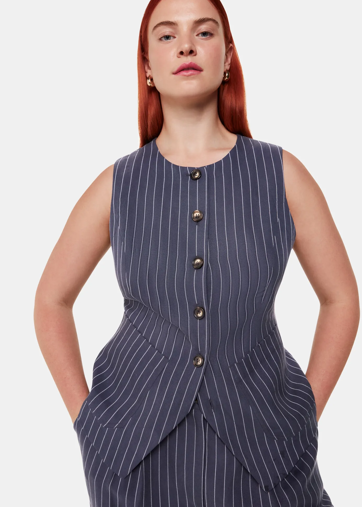Navy Lottie Pinstripe Waistcoat