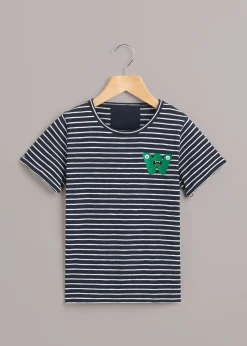 Navy Monster Embroidered T Shirt