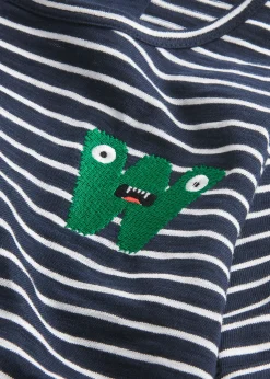 Navy Monster Embroidered T Shirt